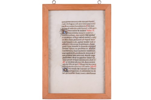 Lot 69 - A 15th century French illuminated page...
