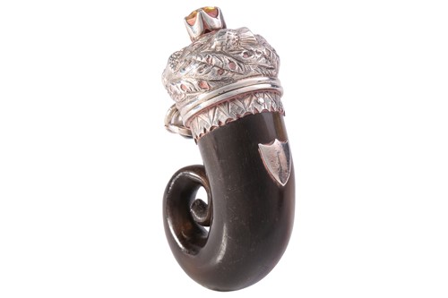 Lot 533 - A 19th century silver mounted ram’s horn...