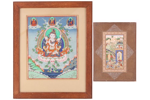 Lot 113 - A 19th century Tibetan Buddhist Thangka, 35 cm...