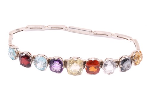 Lot 47 - An Edwardian multi-gem Harlequin bracelet, set...