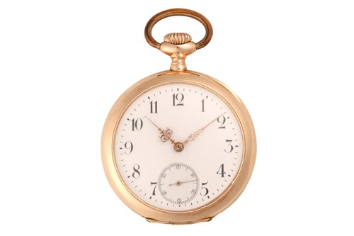 Lot 314 - A 14ct yellow gold open face pocket watch, the...