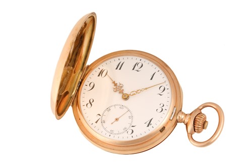 Lot 313 - A 14ct yellow gold full hunter pocket watch,...