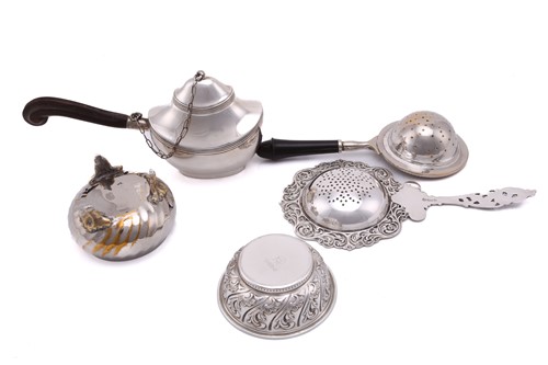 Lot 441 - A Portuguese five piece teaset, with an...