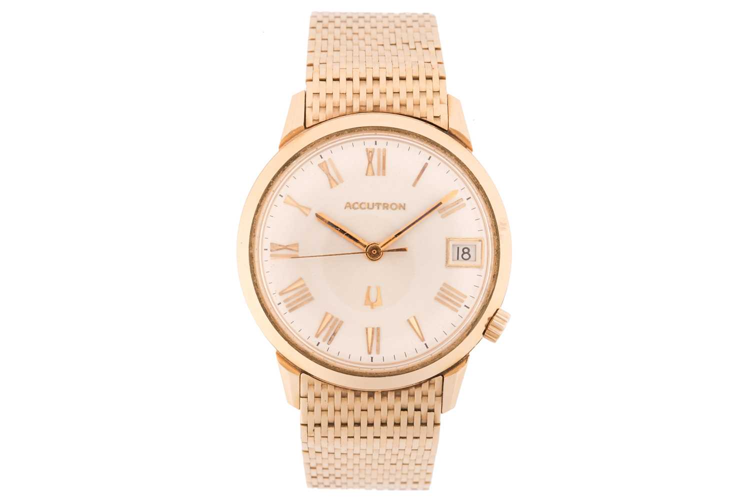 Lot 342 - An 18ct gold Bulova Accutron wristwatch, the...
