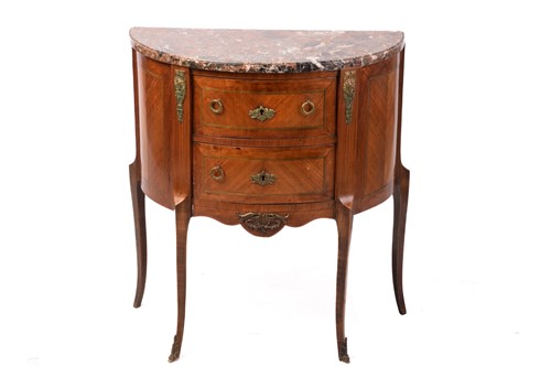 Lot 184 - A Louis XV-style marble-topped tulipwood and...
