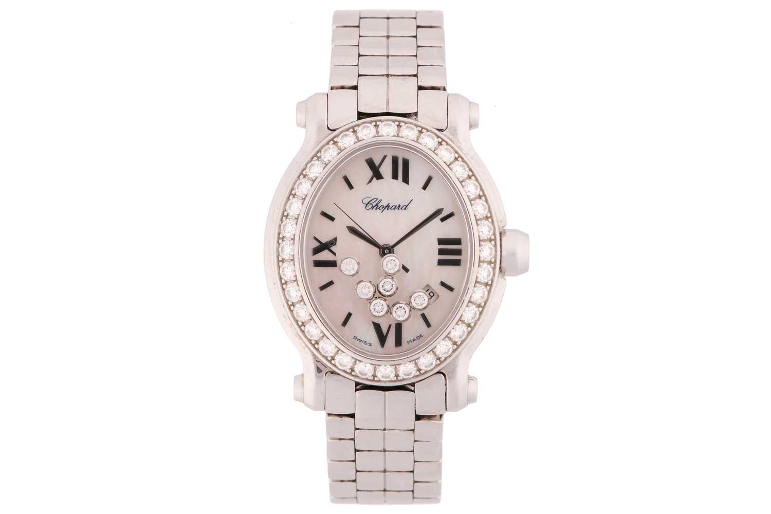 Lot 363 - A ladies Chopard 'Happy sport' stainless steel...