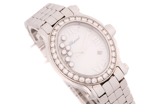 Lot 363 - A ladies Chopard 'Happy sport' stainless steel...