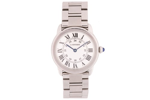 Lot 389 - A Cartier Ronde Solo de Cartier Stainless...