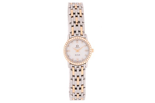 Lot 336 - An Omega DeVille diamond set two tone ladies...