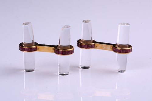 Lot 116 - Cartier - interchangeable baton cufflinks set...
