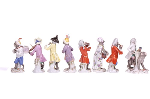 Lot 186 - Eight Meissen Monkey Band (affankapelle)...