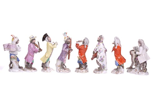 Lot 186 - Eight Meissen Monkey Band (affankapelle)...