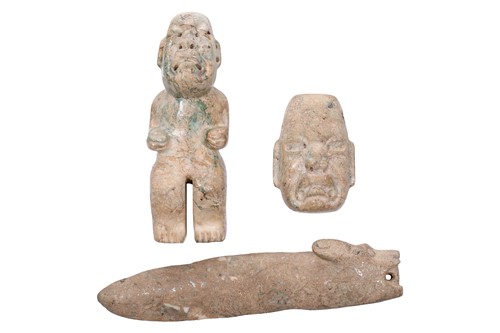 Lot 278 - A carved jade Olmec standing figure with...