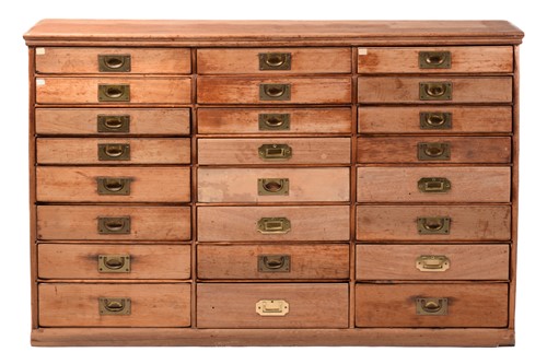 Lot 215 - A bank of twenty-four early 20th-century pine...
