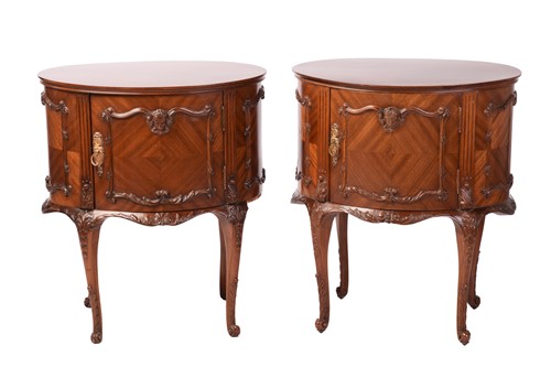 Lot 201 - A pair of Louis XV-style oval mahogany...