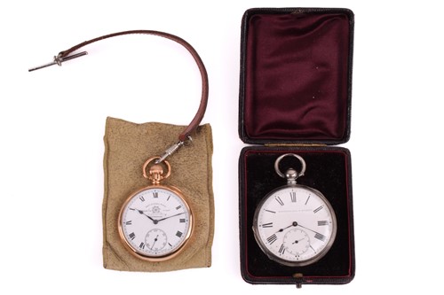 Lot 318 - A 9 carat rose gold open face pocket watch;...