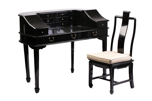 Lot 197 - A black lacquered Carlton House-type writing...