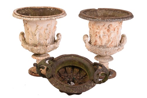 Lot 270 - A pair of large weathered cast iron...