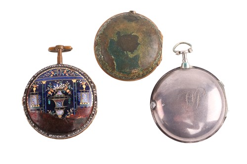 Lot 317 - A George III silver pair cased key wind fusee...