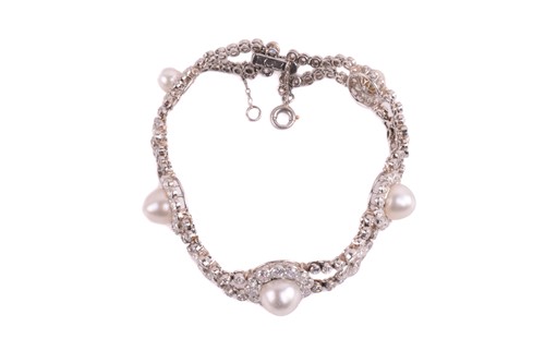 Lot 163 - A Belle Époque pearl and diamond cluster...