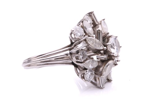 Lot 13 - A diamond spray ring, in the centre of the...