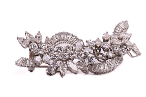 Lot 205 - A botanically inspired swirl diamond cluster...