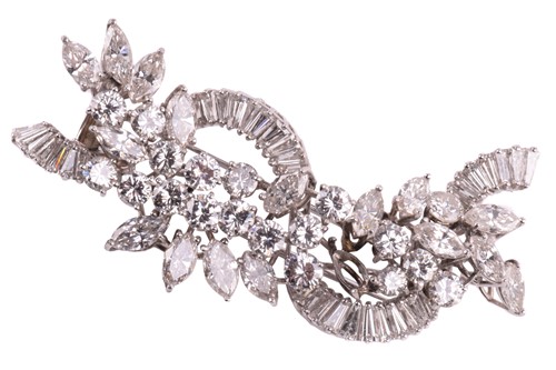 Lot 205 - A botanically inspired swirl diamond cluster...