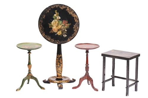 Lot 233 - A Victorian papier mache and Japanned snap top...