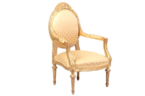 Lot 244 - A Louis XVI style carved and giltwood cameo...