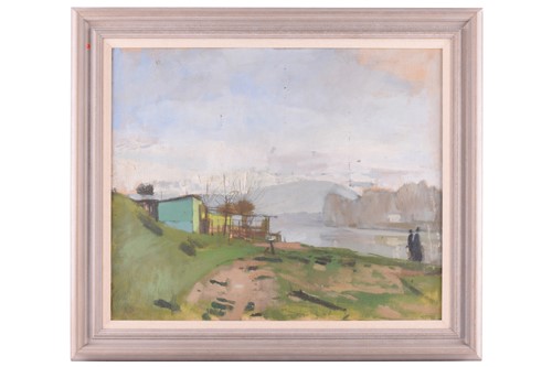 Lot 73 - 20th-century British school, two figures on a...