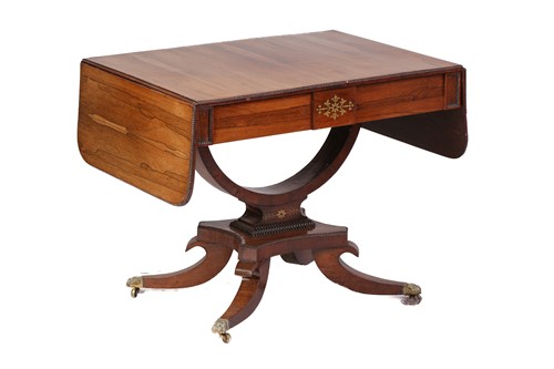 Lot 173 - A Regency brass inlaid figured rosewood...