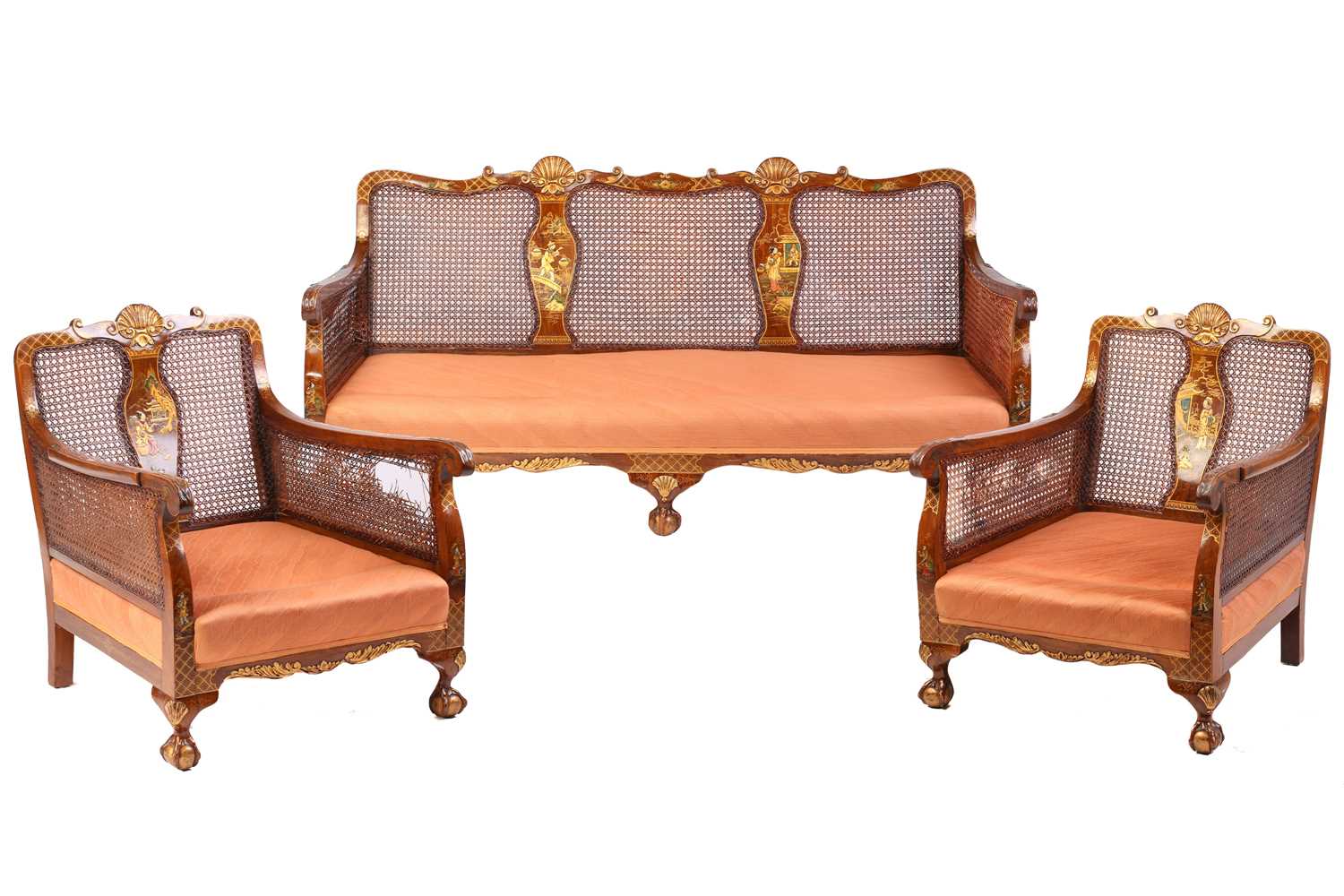 Lot 136 - An early 20th-century walnut and chinoiserie...