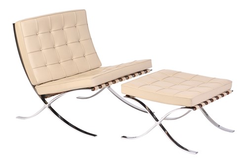 Lot 40 - A Knoll Studio Barcelona chair and ottoman,...