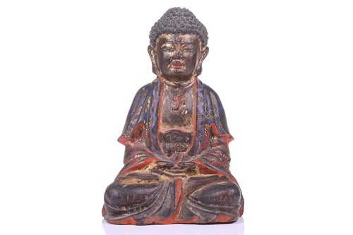 Lot 108 - A Sino-Tibetan gilt metal and polychrome...