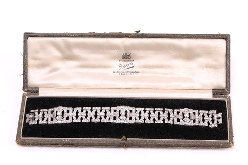 Lot 200 - An Art Deco diamond bracelet by S.J.Rood, set...