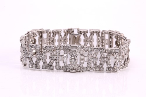 Lot 200 - An Art Deco diamond bracelet by S.J.Rood, set...