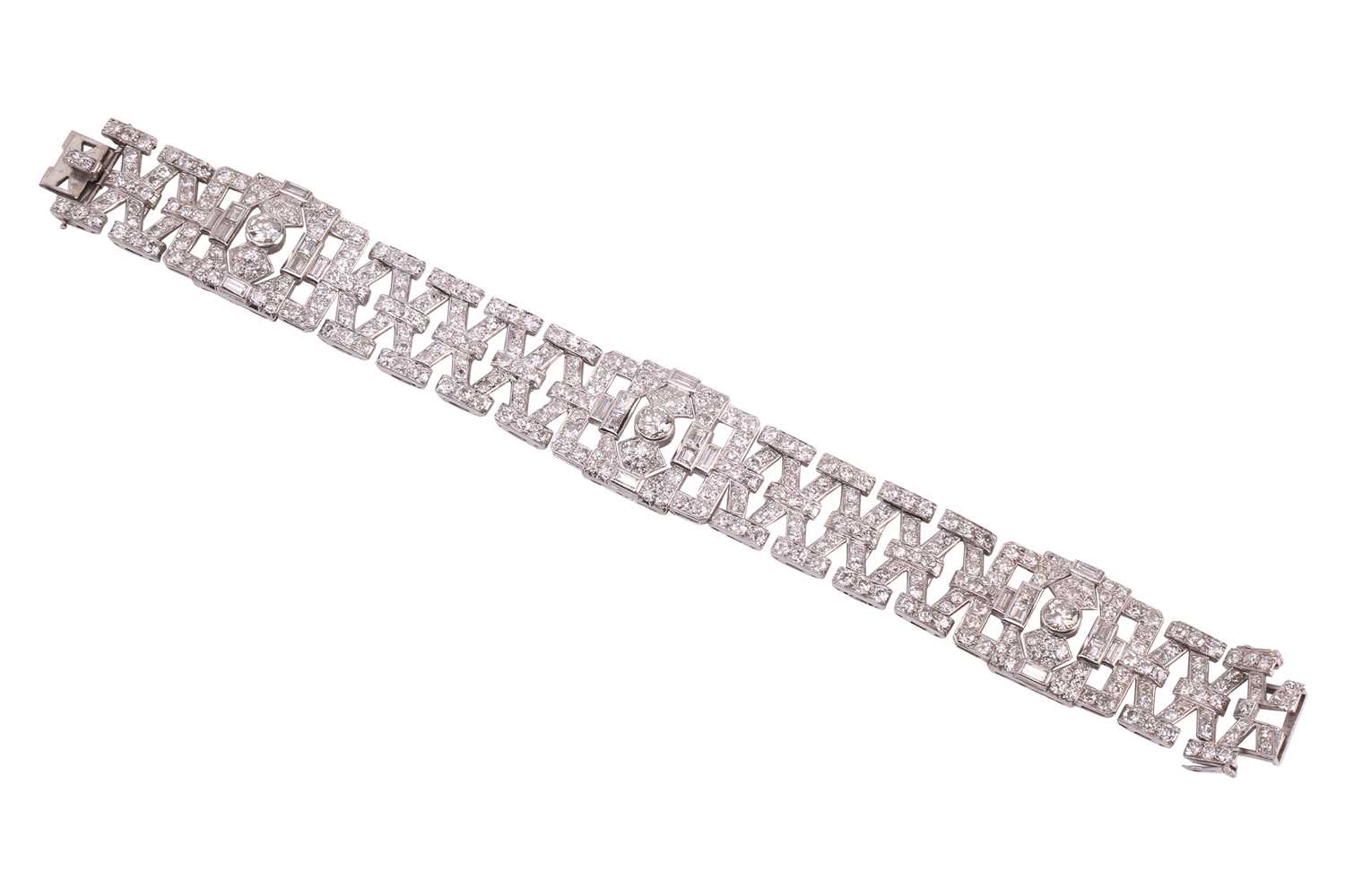 Lot 200 - An Art Deco diamond bracelet by S.J.Rood, set...