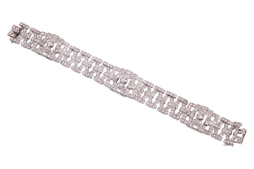 Lot 200 - An Art Deco diamond bracelet by S.J.Rood, set...