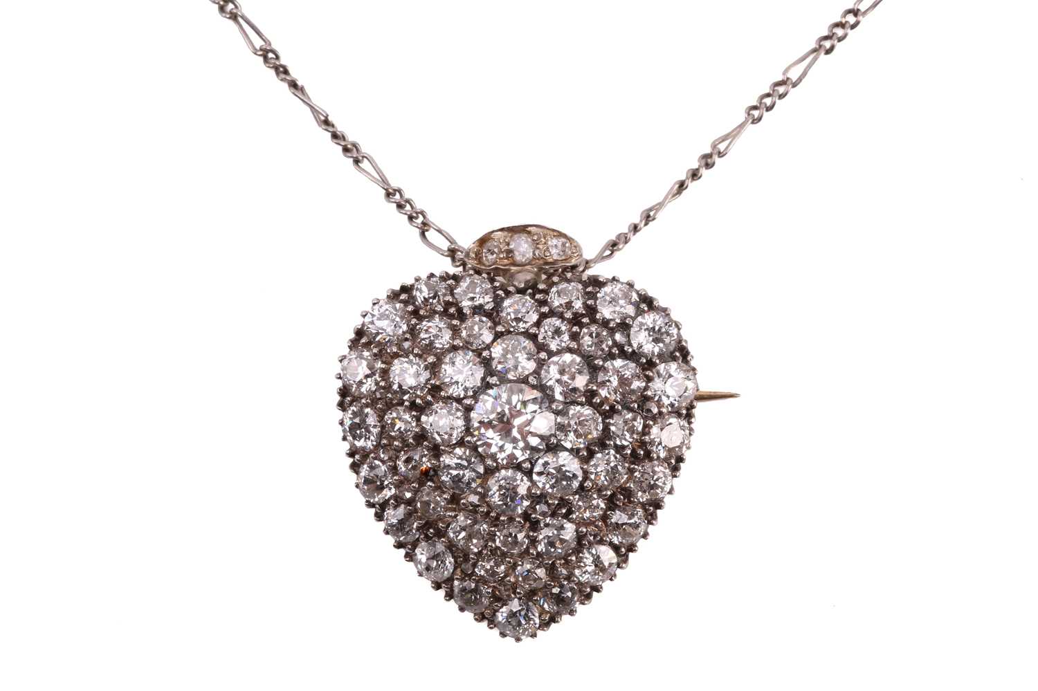 Lot 61 - A Victorian diamond heart pendant, circa 1900,...