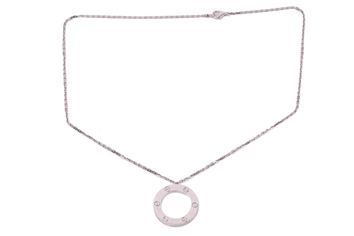 Lot 149 - Cartier - a LOVE necklace in white metal,...