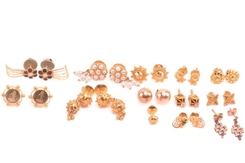 Lot 75 - A collection of Indian earrings with...