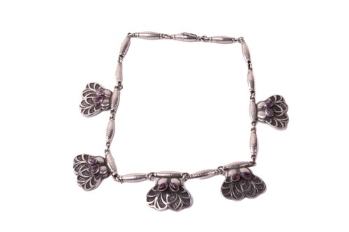 Lot 272 - Georg Jensen - a fringe necklace set with...