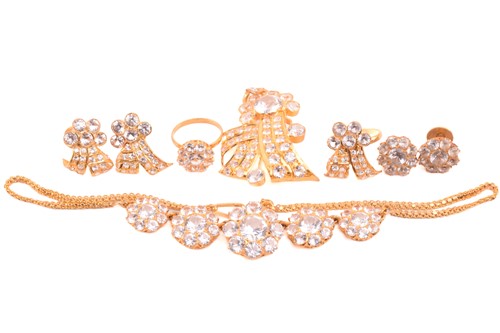 Lot 232 - Gold plated cubic zirconia suite of jewellery...