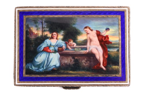 Lot 339 - A continental silver gilt enamel box, the...