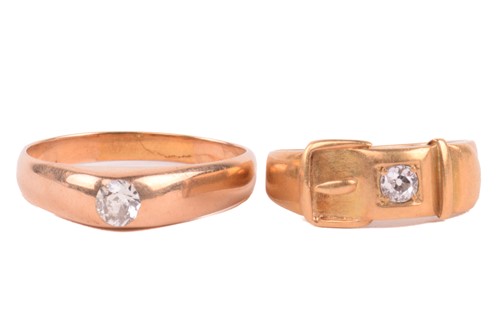 Lot 45 - Two rings set with old-cut diamonds;...