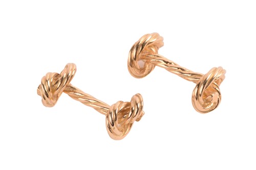 Lot 7 - A pair of 'Marine knot' cufflinks, textured...