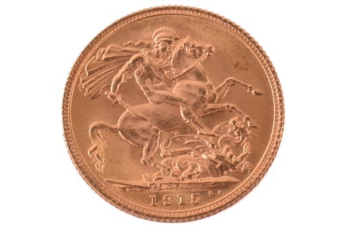 Lot 315 - A George V full sovereign 1915, obverse bare...