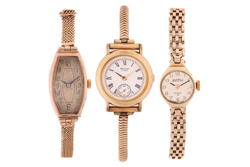Lot 373 - A lady's 9 carat rose gold watch; the...