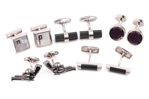 Lot 238 - Five pairs of cufflinks; comprising a pair of...