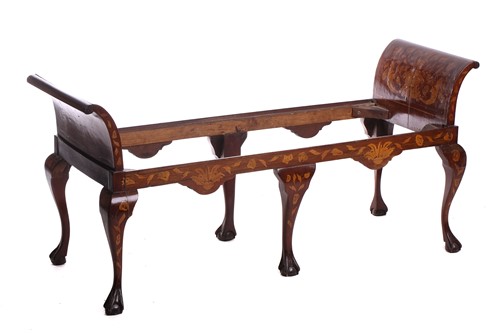 Lot 128 - A Dutch marquetry duet window stool, 19th...